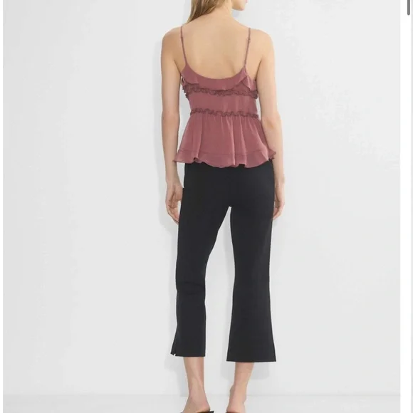 Aritzia Wilfred Amore Cami NWT Dusty Rose Ruffle Tie-Front Chiffon Tank - Picture 4 of 13